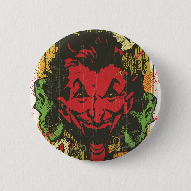 Joker Retro Comic Book Montage Pinback Button (Front)