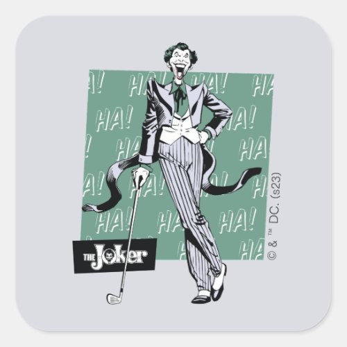 Joker With Golf Club Square Sticker