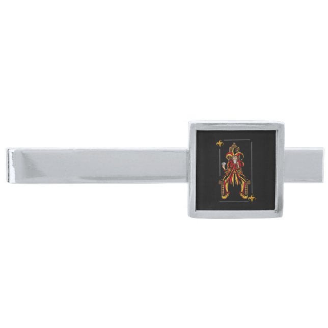 Jokers Wild Silver Finish Tie Bar (Front)