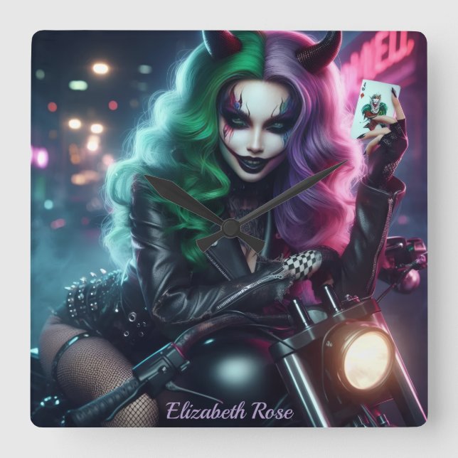 Joker's Wild Square Wall Clock (Front)