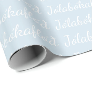 Jólabókaflóð Blue White Christmas Book Flood Wrapping Paper