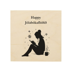 Jolabokaflod - Iceland Book Flood Wood Wall Art