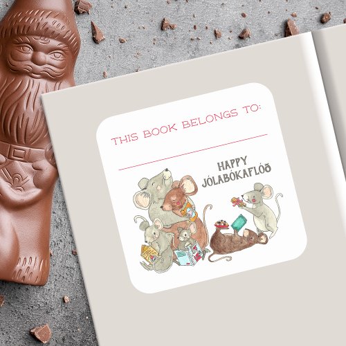 Jolabokaflod Mice Book Belongs To Square Sticker