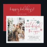 JOLIE Boho Most Wonderful Time Christmas Card<br><div class="desc">This Christmas card features 1 photo slot, and a fun boho typography quote with the saying, 'it's the most wonderful time of the year'. This fun and festive red and green color combination is sure to impress. Easily add your own personal message onto the backside to update friends and family...</div>