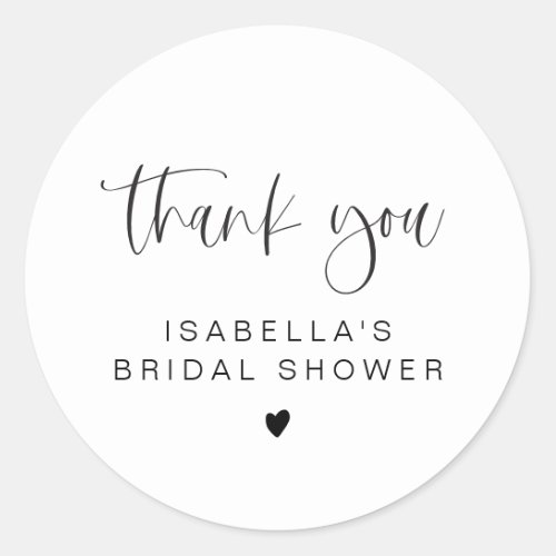 JOLIE Fun Modern Minimal Bridal Shower Thank You Classic Round Sticker