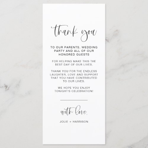 JOLIE Fun Script Minimalist Table Thank You Card