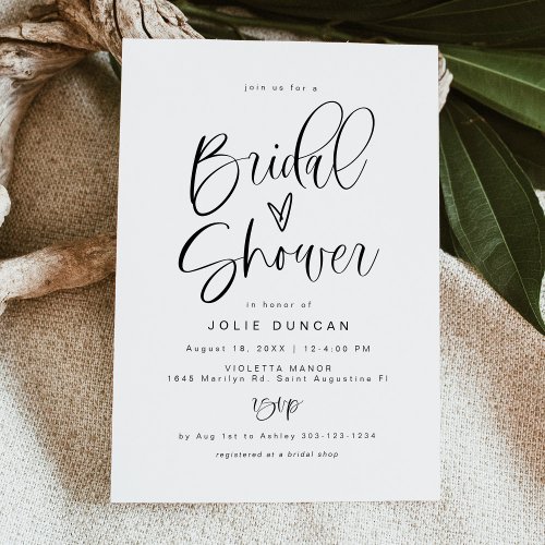 JOLIE Fun Typography Minimalist Boho Bridal Shower Invitation