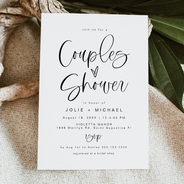 JOLIE Fun Typography Minimalist Boho Couple Shower Invitation (Creator Uploaded)