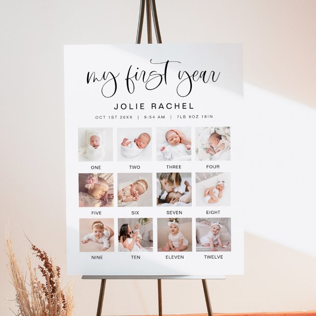 JOLIE Minimal Fun Boho First Year Photo Milestone  Foam Board (Creator Uploaded)