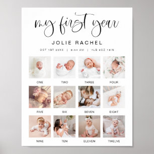 JOLIE Minimal Fun Boho First Year Photo Milestone Poster