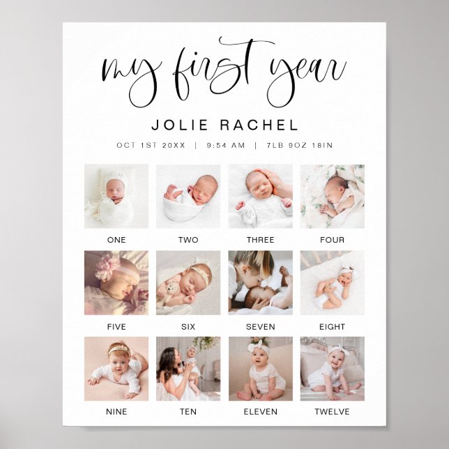 JOLIE Minimal Fun Boho First Year Photo Milestone Poster (Front)