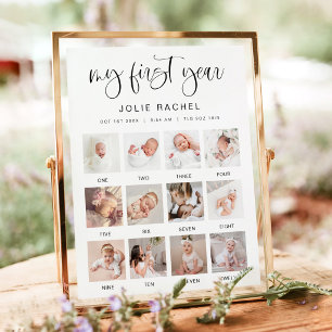 JOLIE Minimal Fun Boho First Year Photo Milestone Poster