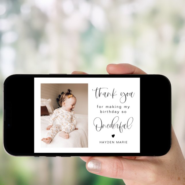 JOLIE Minimalist Fun Onederful Birthday Thank You Invitation (Front Digital)