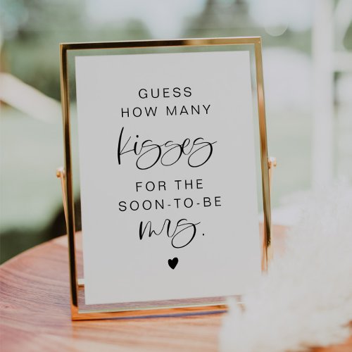 JOLIE Minimalist Guess How Many Kisses Bridal Sign Invitation