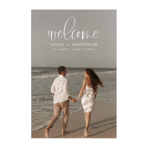 JOLIE Minimalist Typography Photo Wedding Welcome Acrylic Print