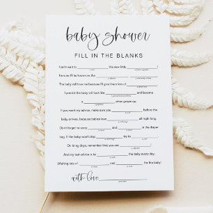 JOLIE Modern Baby Shower Libs, Fill in the Blank Invitation