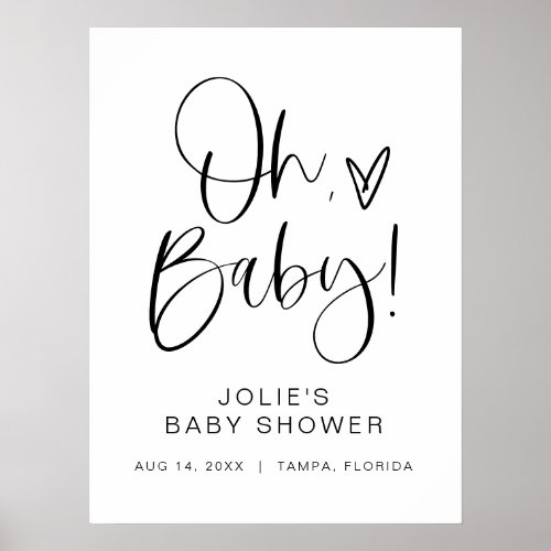 JOLIE Modern Boho Oh Baby Baby Shower Welcome Poster