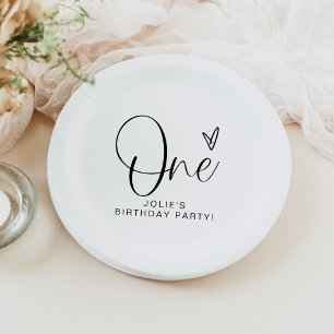 JOLIE Modern Boho One Heart First Birthday Paper Plates