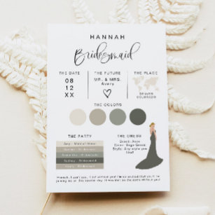 JOLIE Modern EDITABLE Bridesmaid Info Card