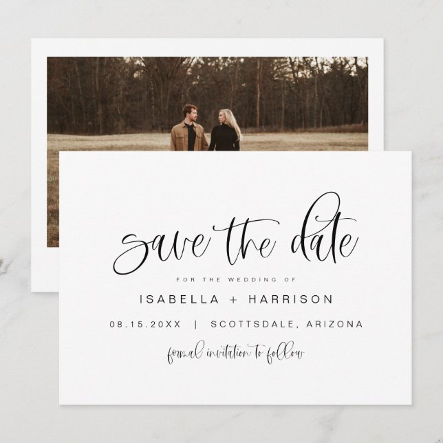 JOLIE Modern Minimalist Boho Photo Save the Date Invitation (Front/Back)