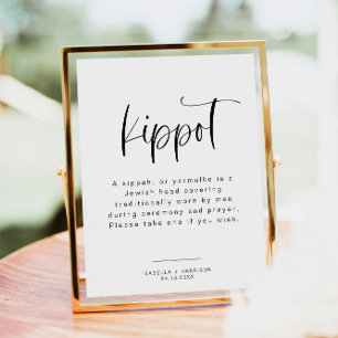 JOLIE Modern Minimalist Kippot Kippah Wedding Poster