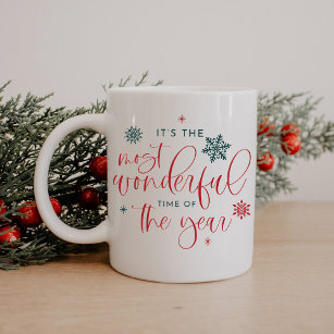 JOLIE Snowflake Wonderful Time Christmas Holiday Coffee Mug