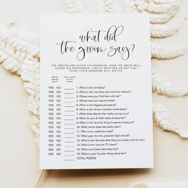 JOLIE What Did the Groom Say Bridal Shower Game Invitation (Creator Uploaded)