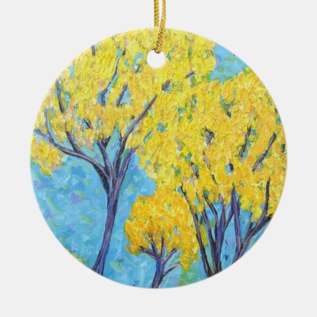 Jolie's yellow Tree Ceramic Ornament (Front)