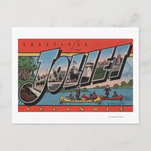 Joliet Illinois _ Large Letter Scenes Postcard