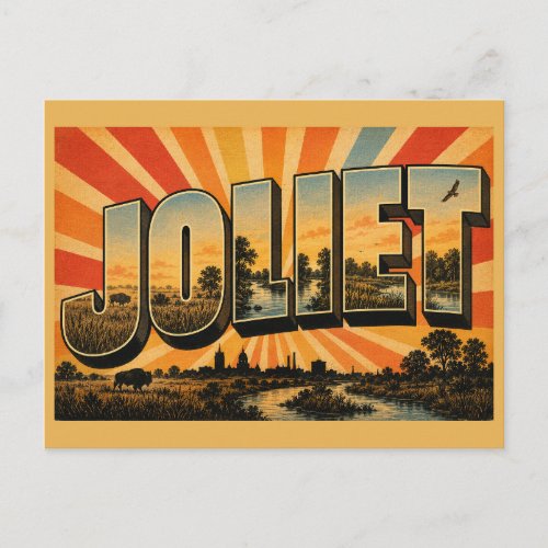 Joliet Illinois Prairie River Wetland Art Postcard
