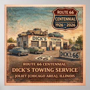 Joliet Illinois Route 66 Towing Poster