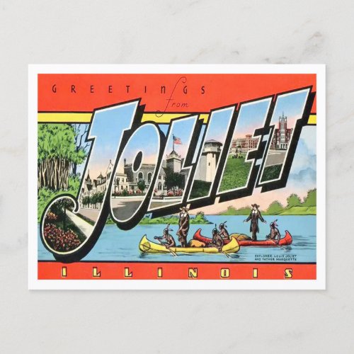 Joliet Illinois Vintage Big Letters Postcard