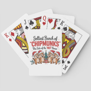 Jolliest Bunch of Chipmunks Funny Rodents Xmas Poker Cards