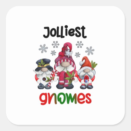Jolliest Gnomes Christmas With My Gnomies T_Shirt Square Sticker