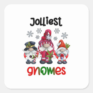 Jolliest Gnomes, Christmas With My Gnomies T-Shirt Square Sticker