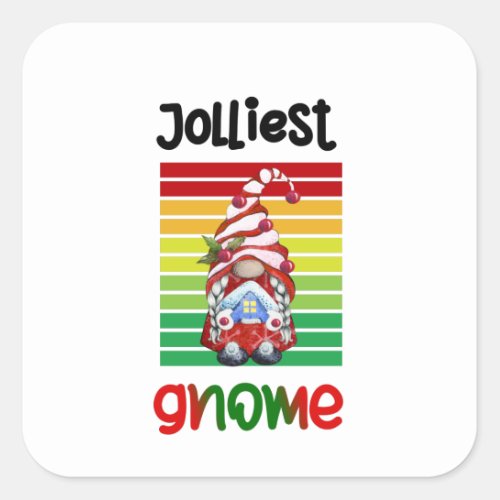 Jolliest Gnomes Christmas With My Gnomies T_Shirt Square Sticker