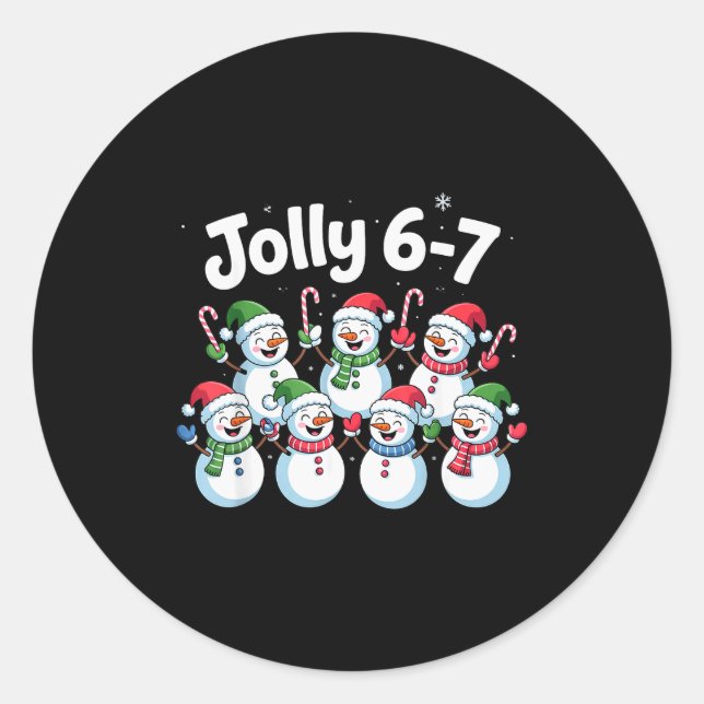 Jolly 6 7 Six Seven Meme Christmas Women Men Kids  Classic Round Sticker (Front)