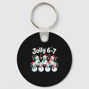 Jolly 6 7 Six Seven Meme Christmas Women Men Kids Keychain