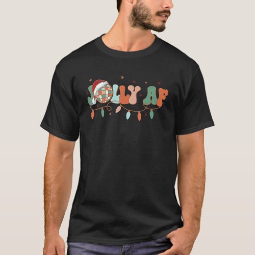 Jolly Af Christmas Lights Vintage  Disco Retro Hol T_Shirt