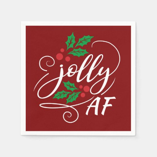 Jolly AF Christmas Party Cocktail Drinking Humor Napkins