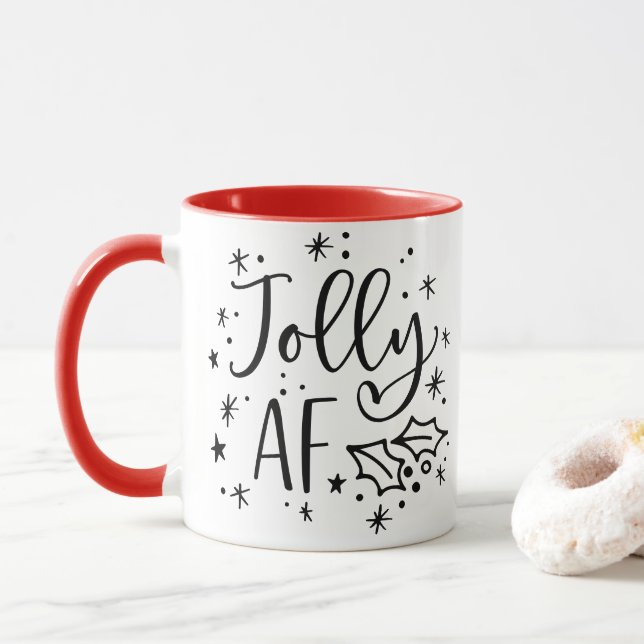 Jolly AF | Fun Christmas Drinking Humor Mug (With Donut)