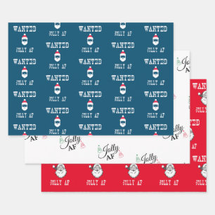 Jolly AF Funny Christmas Set Wrapping Paper Sheets