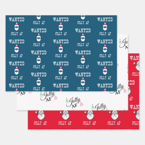 Jolly AF Funny Christmas Set Wrapping Paper Sheets