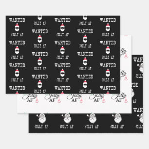 Jolly AF Funny Christmas Set Wrapping Paper Sheets