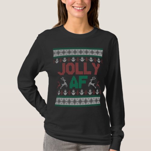 Jolly AF Ugly Christmas Sweater Styled Christmas G