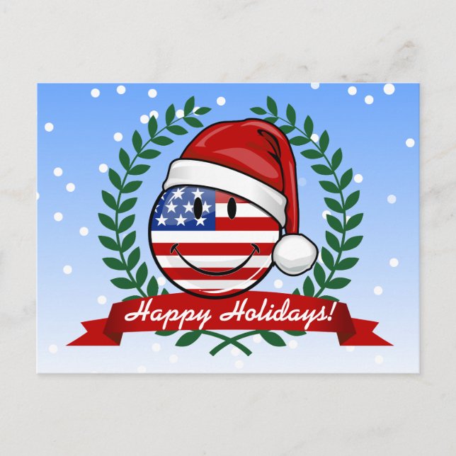 Jolly American Flag Christmas Style Holiday Postcard (Front)