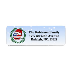 Jolly American Flag Christmas Style Label