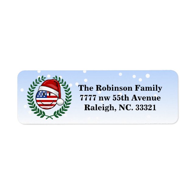 Jolly American Flag Christmas Style Label (Front)