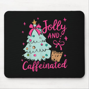 Jolly & Caffeinated Coffee Coquette Bow Xmas T Mouse Pad
