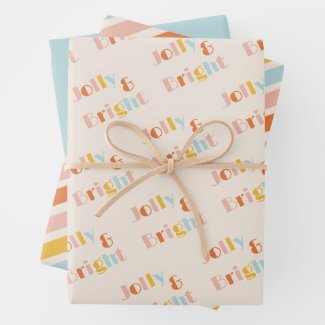Jolly and Bright Colorful Retro Stripes Christmas
